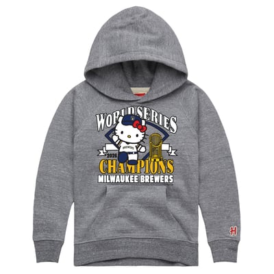 Hello Kitty x Milwaukee Brewers Homage Youth 2026 World Series Champions Hoodie - Gray